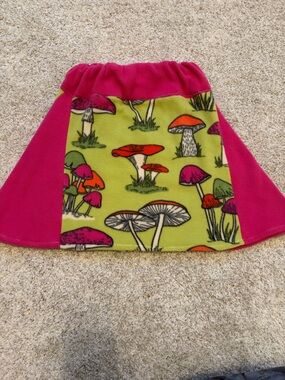 Pink & Lime Mushroom fleece Panel Skirt